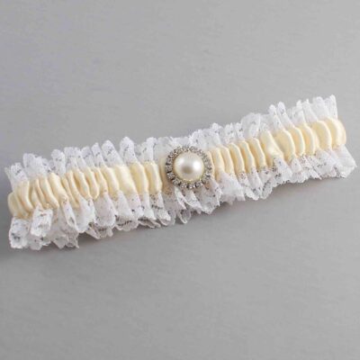 Ivory and White Lace and White Lace Wedding Garter / Ivory and White Wedding Garters / Wedding Garter / Custom Wedding Garter / Bridal Garter / Prom Garter / Linda Joyce Couture / Personalized Garter / Personalized Wedding Garter / Personalized Prom Garter