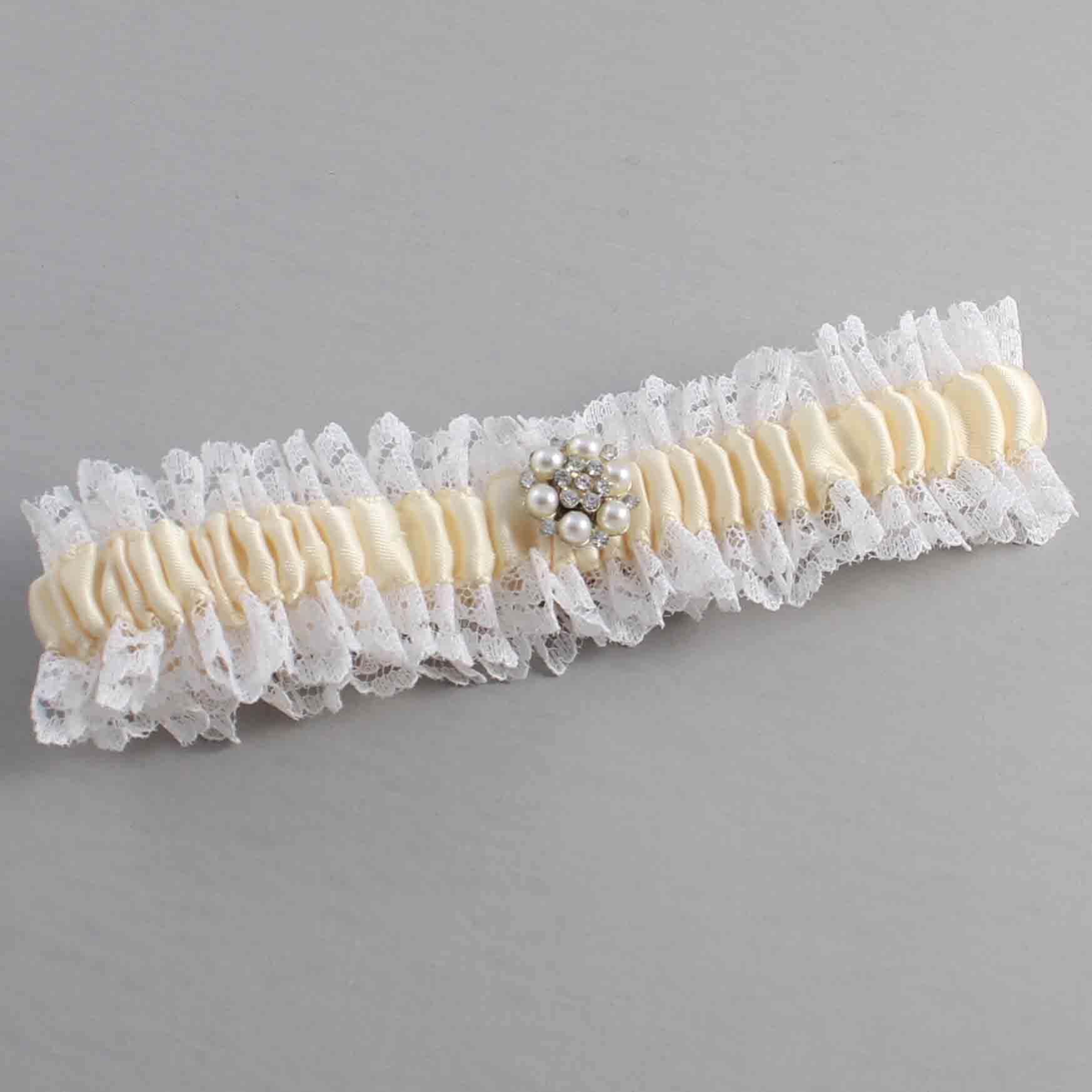 Ivory and White Lace and White Lace Wedding Garter / Ivory and White Wedding Garters / Wedding Garter / Custom Wedding Garter / Bridal Garter / Prom Garter / Linda Joyce Couture / Personalized Garter / Personalized Wedding Garter / Personalized Prom Garter