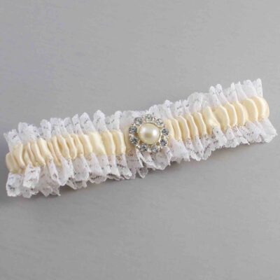 Ivory and White Lace and White Lace Wedding Garter / Ivory and White Wedding Garters / Wedding Garter / Custom Wedding Garter / Bridal Garter / Prom Garter / Linda Joyce Couture / Personalized Garter / Personalized Wedding Garter / Personalized Prom Garter