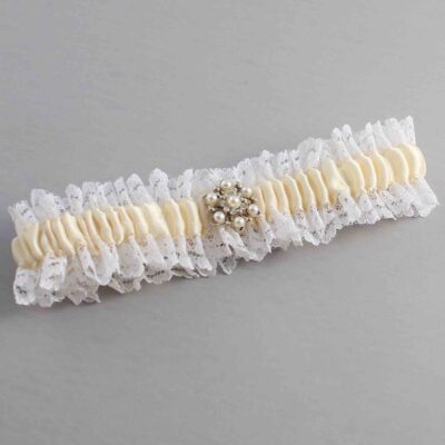 Ivory and White Lace and White Lace Wedding Garter / Ivory and White Wedding Garters / Wedding Garter / Custom Wedding Garter / Bridal Garter / Prom Garter / Linda Joyce Couture / Personalized Garter / Personalized Wedding Garter / Personalized Prom Garter