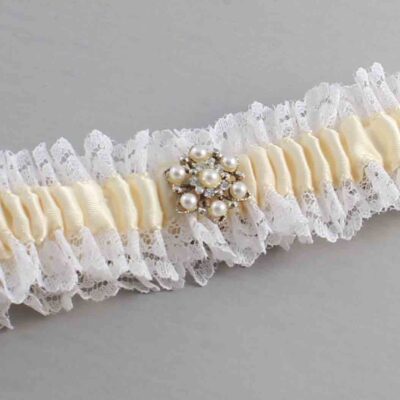 Ivory and White Lace and White Lace Wedding Garter / Ivory and White Wedding Garters / Wedding Garter / Custom Wedding Garter / Bridal Garter / Prom Garter / Linda Joyce Couture / Personalized Garter / Personalized Wedding Garter / Personalized Prom Garter