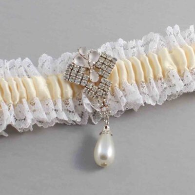 Ivory and White Lace and White Lace Wedding Garter / Ivory and White Wedding Garters / Wedding Garter / Custom Wedding Garter / Bridal Garter / Prom Garter / Linda Joyce Couture / Personalized Garter / Personalized Wedding Garter / Personalized Prom Garter