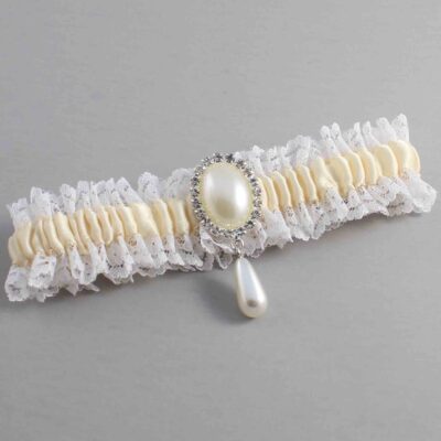 Ivory and White Lace and White Lace Wedding Garter / Ivory and White Wedding Garters / Wedding Garter / Custom Wedding Garter / Bridal Garter / Prom Garter / Linda Joyce Couture / Personalized Garter / Personalized Wedding Garter / Personalized Prom Garter