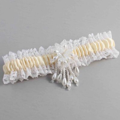 Ivory and White Lace and White Lace Wedding Garter / Ivory and White Wedding Garters / Wedding Garter / Custom Wedding Garter / Bridal Garter / Prom Garter / Linda Joyce Couture / Personalized Garter / Personalized Wedding Garter / Personalized Prom Garter