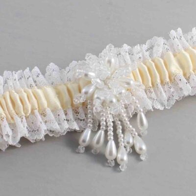 Ivory and White Lace and White Lace Wedding Garter / Ivory and White Wedding Garters / Wedding Garter / Custom Wedding Garter / Bridal Garter / Prom Garter / Linda Joyce Couture / Personalized Garter / Personalized Wedding Garter / Personalized Prom Garter
