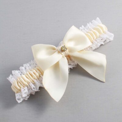 Ivory and White Lace Wedding Garter / Ivory and White Wedding Garters / Wedding Garter / Custom Wedding Garter / Bridal Garter / Prom Garter / Linda Joyce Couture / Personalized Garter / Personalized Wedding Garter / Personalized Prom Garter