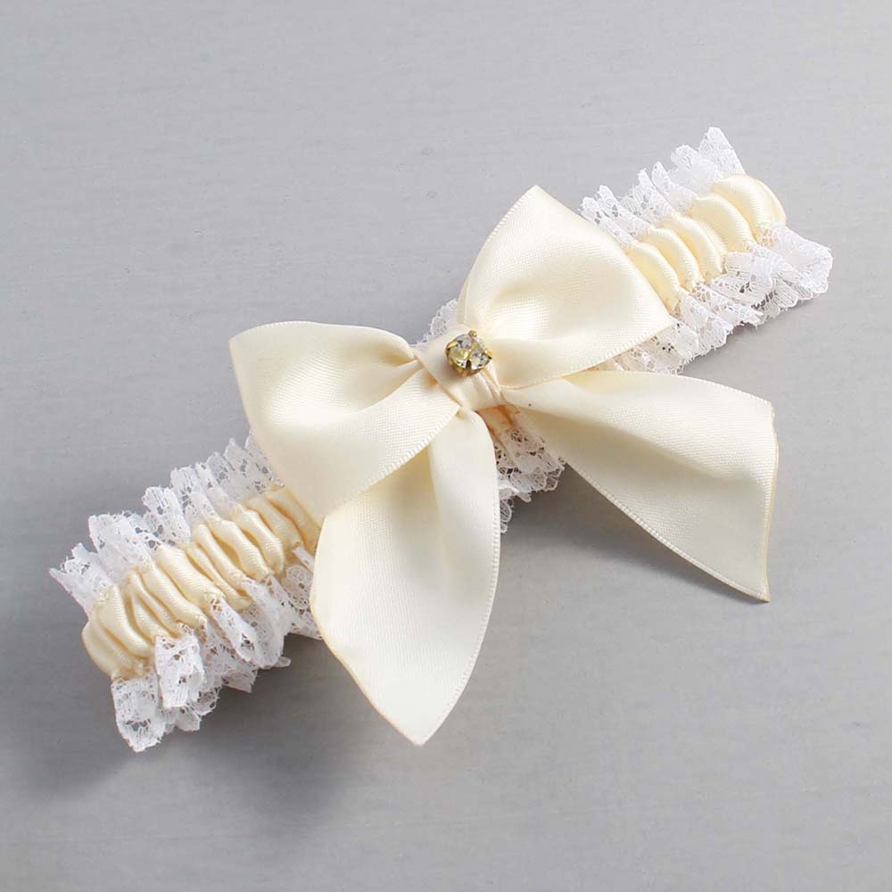 Ivory and White Lace Wedding Garter / Ivory and White Wedding Garters / Wedding Garter / Custom Wedding Garter / Bridal Garter / Prom Garter / Linda Joyce Couture / Personalized Garter / Personalized Wedding Garter / Personalized Prom Garter