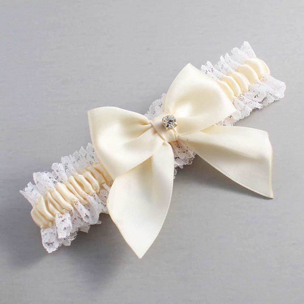 Ivory and White Lace Wedding Garter / Ivory and White Wedding Garters / Wedding Garter / Custom Wedding Garter / Bridal Garter / Prom Garter / Linda Joyce Couture / Personalized Garter / Personalized Wedding Garter / Personalized Prom Garter
