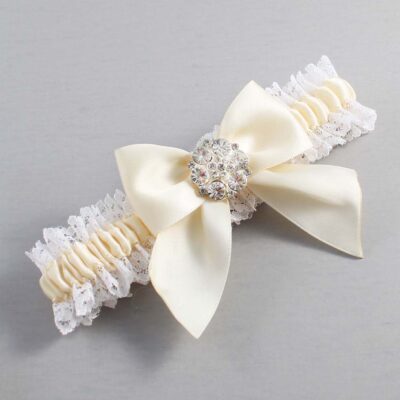 Ivory and White Lace Wedding Garter / Ivory and White Wedding Garters / Wedding Garter / Custom Wedding Garter / Bridal Garter / Prom Garter / Linda Joyce Couture / Personalized Garter / Personalized Wedding Garter / Personalized Prom Garter