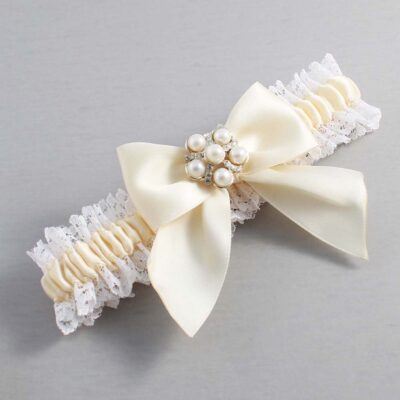 Ivory and White Lace Wedding Garter / Ivory and White Wedding Garters / Wedding Garter / Custom Wedding Garter / Bridal Garter / Prom Garter / Linda Joyce Couture / Personalized Garter / Personalized Wedding Garter / Personalized Prom Garter