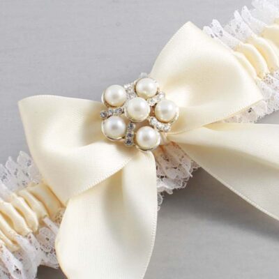 Ivory and White Lace Wedding Garter / Ivory and White Wedding Garters / Wedding Garter / Custom Wedding Garter / Bridal Garter / Prom Garter / Linda Joyce Couture / Personalized Garter / Personalized Wedding Garter / Personalized Prom Garter
