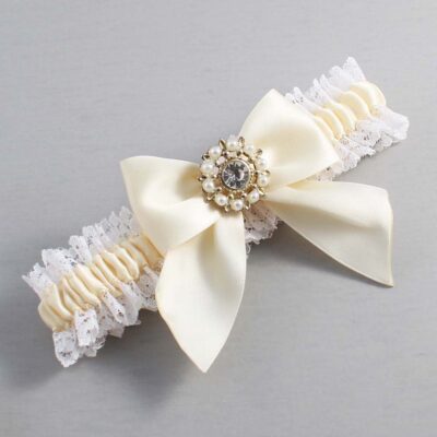 Ivory and White Lace Wedding Garter / Ivory and White Wedding Garters / Wedding Garter / Custom Wedding Garter / Bridal Garter / Prom Garter / Linda Joyce Couture / Personalized Garter / Personalized Wedding Garter / Personalized Prom Garter