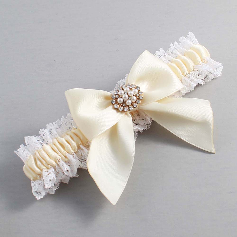 Ivory and White Lace Wedding Garter / Ivory and White Wedding Garters / Wedding Garter / Custom Wedding Garter / Bridal Garter / Prom Garter / Linda Joyce Couture / Personalized Garter / Personalized Wedding Garter / Personalized Prom Garter