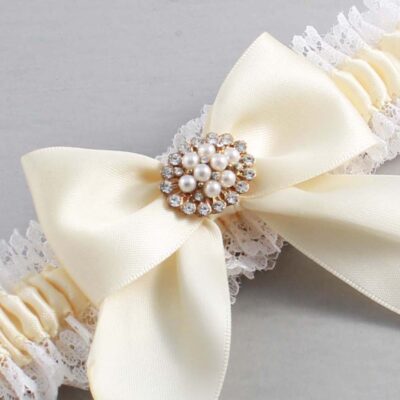 Ivory and White Lace Wedding Garter / Ivory and White Wedding Garters / Wedding Garter / Custom Wedding Garter / Bridal Garter / Prom Garter / Linda Joyce Couture / Personalized Garter / Personalized Wedding Garter / Personalized Prom Garter