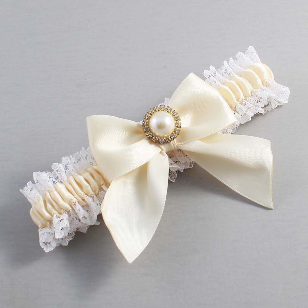 Ivory and White Lace Wedding Garter / Ivory and White Wedding Garters / Wedding Garter / Custom Wedding Garter / Bridal Garter / Prom Garter / Linda Joyce Couture / Personalized Garter / Personalized Wedding Garter / Personalized Prom Garter