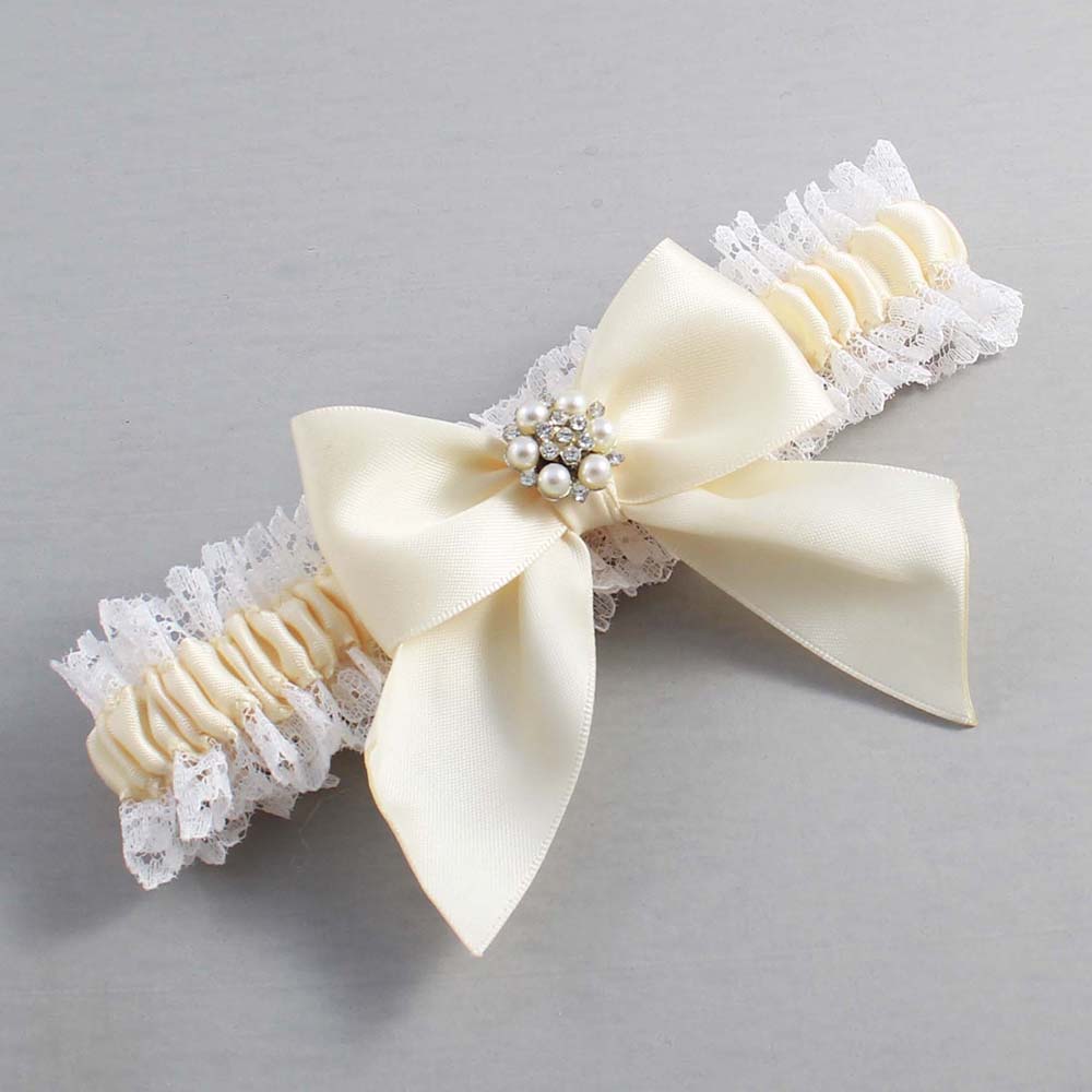 Ivory and White Lace Wedding Garter / Ivory and White Wedding Garters / Wedding Garter / Custom Wedding Garter / Bridal Garter / Prom Garter / Linda Joyce Couture / Personalized Garter / Personalized Wedding Garter / Personalized Prom Garter