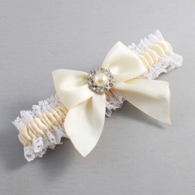 Ivory and White Lace Wedding Garter / Ivory and White Wedding Garters / Wedding Garter / Custom Wedding Garter / Bridal Garter / Prom Garter / Linda Joyce Couture / Personalized Garter / Personalized Wedding Garter / Personalized Prom Garter