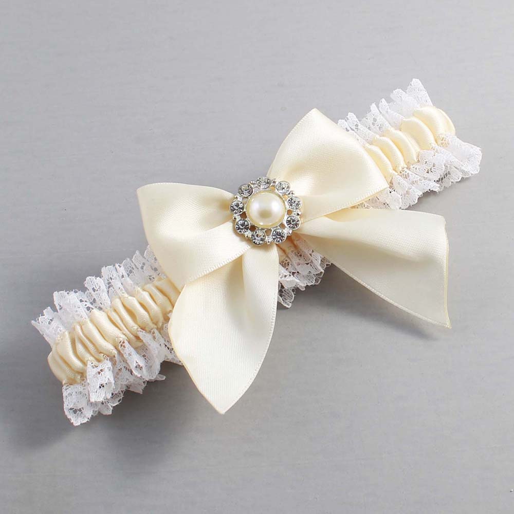 Ivory and White Lace Wedding Garter / Ivory and White Wedding Garters / Wedding Garter / Custom Wedding Garter / Bridal Garter / Prom Garter / Linda Joyce Couture / Personalized Garter / Personalized Wedding Garter / Personalized Prom Garter