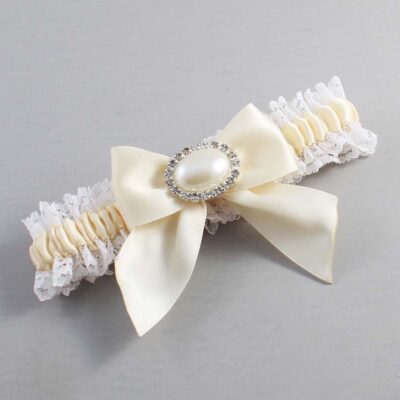 Ivory and White Lace Wedding Garter / Ivory and White Wedding Garters / Wedding Garter / Custom Wedding Garter / Bridal Garter / Prom Garter / Linda Joyce Couture / Personalized Garter / Personalized Wedding Garter / Personalized Prom Garter