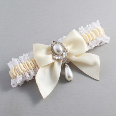 Ivory and White Lace Wedding Garter / Ivory and White Wedding Garters / Wedding Garter / Custom Wedding Garter / Bridal Garter / Prom Garter / Linda Joyce Couture / Personalized Garter / Personalized Wedding Garter / Personalized Prom Garter
