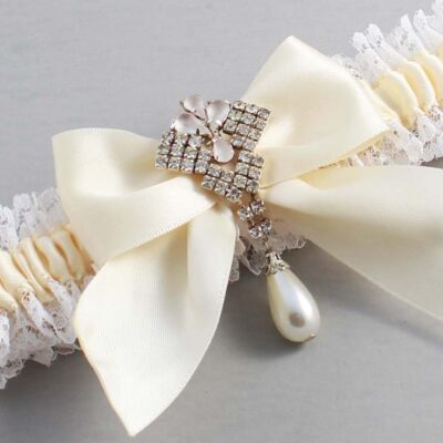 Ivory and White Lace Wedding Garter / Ivory and White Wedding Garters / Wedding Garter / Custom Wedding Garter / Bridal Garter / Prom Garter / Linda Joyce Couture / Personalized Garter / Personalized Wedding Garter / Personalized Prom Garter