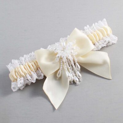 Ivory and White Lace Wedding Garter / Ivory and White Wedding Garters / Wedding Garter / Custom Wedding Garter / Bridal Garter / Prom Garter / Linda Joyce Couture / Personalized Garter / Personalized Wedding Garter / Personalized Prom Garter