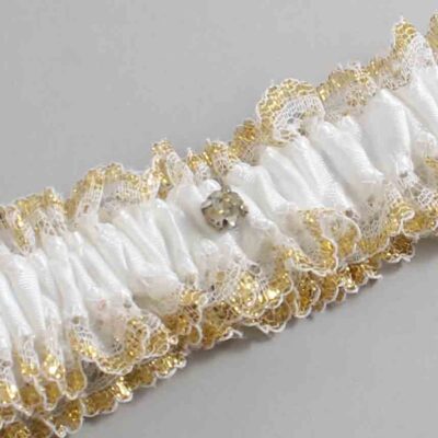 White and Gold Metallic Lace Wedding Garter / White and Gold Wedding Garters / Wedding Garter / Custom Wedding Garter / Bridal Garter / Prom Garter / Linda Joyce Couture / Personalized Garter / Personalized Wedding Garter / Personalized Prom Garter