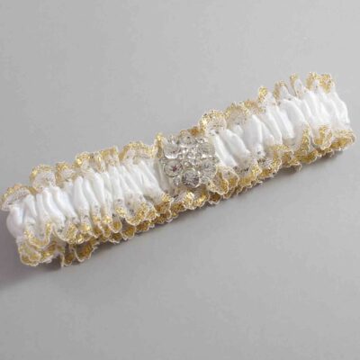 White and Gold Metallic Lace Wedding Garter / White and Gold Wedding Garters / Wedding Garter / Custom Wedding Garter / Bridal Garter / Prom Garter / Linda Joyce Couture / Personalized Garter / Personalized Wedding Garter / Personalized Prom Garter