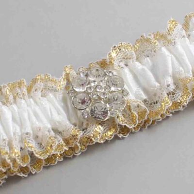 White and Gold Metallic Lace Wedding Garter / White and Gold Wedding Garters / Wedding Garter / Custom Wedding Garter / Bridal Garter / Prom Garter / Linda Joyce Couture / Personalized Garter / Personalized Wedding Garter / Personalized Prom Garter