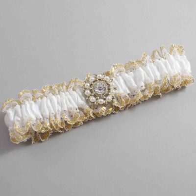 White and Gold Metallic Lace Wedding Garter / White and Gold Wedding Garters / Wedding Garter / Custom Wedding Garter / Bridal Garter / Prom Garter / Linda Joyce Couture / Personalized Garter / Personalized Wedding Garter / Personalized Prom Garter