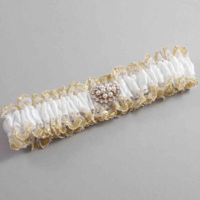 White and Gold Metallic Lace Wedding Garter / White and Gold Wedding Garters / Wedding Garter / Custom Wedding Garter / Bridal Garter / Prom Garter / Linda Joyce Couture / Personalized Garter / Personalized Wedding Garter / Personalized Prom Garter