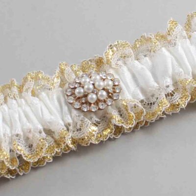 White and Gold Metallic Lace Wedding Garter / White and Gold Wedding Garters / Wedding Garter / Custom Wedding Garter / Bridal Garter / Prom Garter / Linda Joyce Couture / Personalized Garter / Personalized Wedding Garter / Personalized Prom Garter