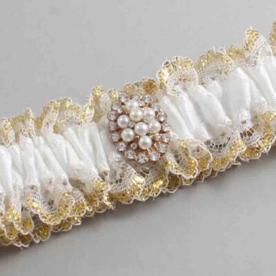 White and Gold Metallic Lace Wedding Garter / White and Gold Wedding Garters / Wedding Garter / Custom Wedding Garter / Bridal Garter / Prom Garter / Linda Joyce Couture / Personalized Garter / Personalized Wedding Garter / Personalized Prom Garter