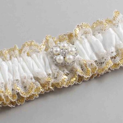 White and Gold Metallic Lace Wedding Garter / White and Gold Wedding Garters / Wedding Garter / Custom Wedding Garter / Bridal Garter / Prom Garter / Linda Joyce Couture / Personalized Garter / Personalized Wedding Garter / Personalized Prom Garter