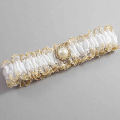 White and Gold Metallic Lace Wedding Garter / White and Gold Wedding Garters / Wedding Garter / Custom Wedding Garter / Bridal Garter / Prom Garter / Linda Joyce Couture / Personalized Garter / Personalized Wedding Garter / Personalized Prom Garter