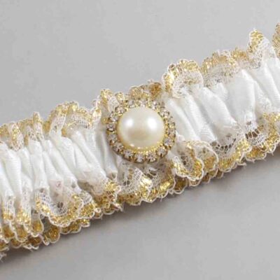 White and Gold Metallic Lace Wedding Garter / White and Gold Wedding Garters / Wedding Garter / Custom Wedding Garter / Bridal Garter / Prom Garter / Linda Joyce Couture / Personalized Garter / Personalized Wedding Garter / Personalized Prom Garter