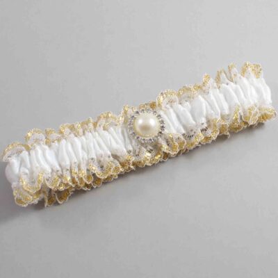 White and Gold Metallic Lace Wedding Garter / White and Gold Wedding Garters / Wedding Garter / Custom Wedding Garter / Bridal Garter / Prom Garter / Linda Joyce Couture / Personalized Garter / Personalized Wedding Garter / Personalized Prom Garter