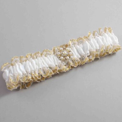 White and Gold Metallic Lace Wedding Garter / White and Gold Wedding Garters / Wedding Garter / Custom Wedding Garter / Bridal Garter / Prom Garter / Linda Joyce Couture / Personalized Garter / Personalized Wedding Garter / Personalized Prom Garter
