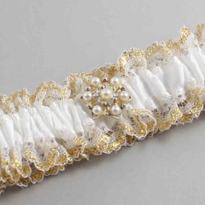 White and Gold Metallic Lace Wedding Garter / White and Gold Wedding Garters / Wedding Garter / Custom Wedding Garter / Bridal Garter / Prom Garter / Linda Joyce Couture / Personalized Garter / Personalized Wedding Garter / Personalized Prom Garter