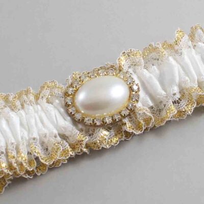 White and Gold Metallic Lace Wedding Garter / White and Gold Wedding Garters / Wedding Garter / Custom Wedding Garter / Bridal Garter / Prom Garter / Linda Joyce Couture / Personalized Garter / Personalized Wedding Garter / Personalized Prom Garter