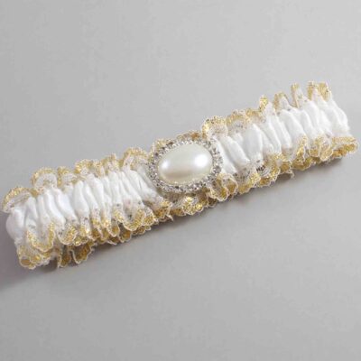 White and Gold Metallic Lace Wedding Garter / White and Gold Wedding Garters / Wedding Garter / Custom Wedding Garter / Bridal Garter / Prom Garter / Linda Joyce Couture / Personalized Garter / Personalized Wedding Garter / Personalized Prom Garter