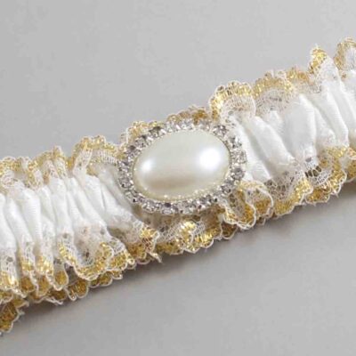 White and Gold Metallic Lace Wedding Garter / White and Gold Wedding Garters / Wedding Garter / Custom Wedding Garter / Bridal Garter / Prom Garter / Linda Joyce Couture / Personalized Garter / Personalized Wedding Garter / Personalized Prom Garter
