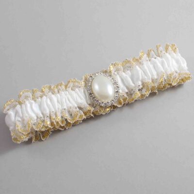 White and Gold Metallic Lace Wedding Garter / White and Gold Wedding Garters / Wedding Garter / Custom Wedding Garter / Bridal Garter / Prom Garter / Linda Joyce Couture / Personalized Garter / Personalized Wedding Garter / Personalized Prom Garter