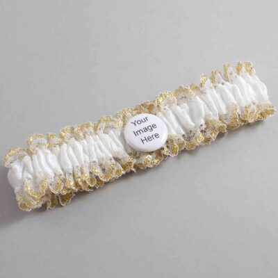 White and Gold Metallic Lace Wedding Garter / White and Gold Wedding Garters / Wedding Garter / Custom Wedding Garter / Bridal Garter / Prom Garter / Linda Joyce Couture / Personalized Garter / Personalized Wedding Garter / Personalized Prom Garter