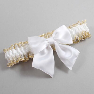 White and Gold Metallic Lace Wedding Garter / White and Gold Wedding Garters / Wedding Garter / Custom Wedding Garter / Bridal Garter / Prom Garter / Linda Joyce Couture / Personalized Garter / Personalized Wedding Garter / Personalized Prom Garter