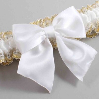 White and Gold Metallic Lace Wedding Garter / White and Gold Wedding Garters / Wedding Garter / Custom Wedding Garter / Bridal Garter / Prom Garter / Linda Joyce Couture / Personalized Garter / Personalized Wedding Garter / Personalized Prom Garter
