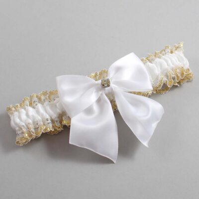 White and Gold Metallic Lace Wedding Garter / White and Gold Wedding Garters / Wedding Garter / Custom Wedding Garter / Bridal Garter / Prom Garter / Linda Joyce Couture / Personalized Garter / Personalized Wedding Garter / Personalized Prom Garter