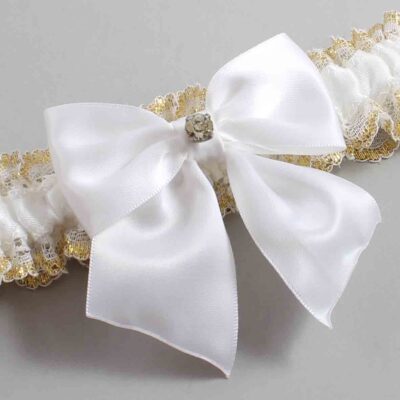 White and Gold Metallic Lace Wedding Garter / White and Gold Wedding Garters / Wedding Garter / Custom Wedding Garter / Bridal Garter / Prom Garter / Linda Joyce Couture / Personalized Garter / Personalized Wedding Garter / Personalized Prom Garter