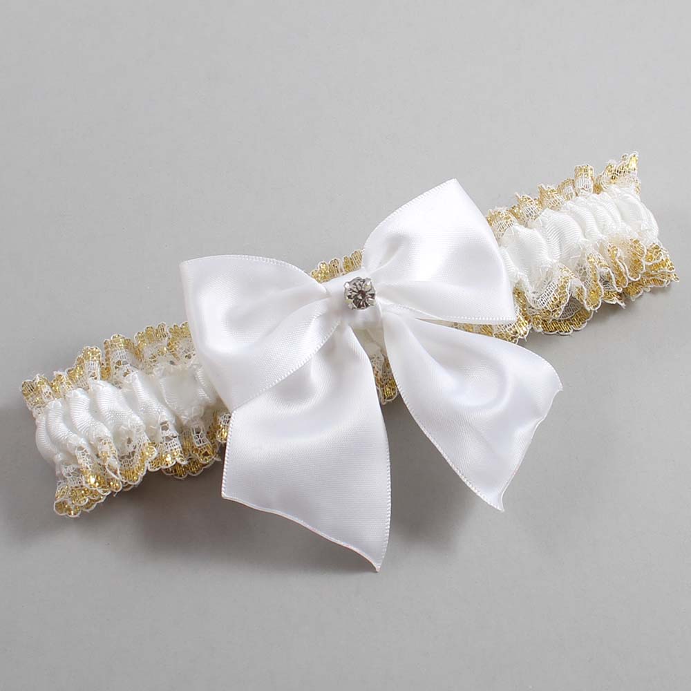 White and Gold Metallic Lace Wedding Garter / White and Gold Wedding Garters / Wedding Garter / Custom Wedding Garter / Bridal Garter / Prom Garter / Linda Joyce Couture / Personalized Garter / Personalized Wedding Garter / Personalized Prom Garter