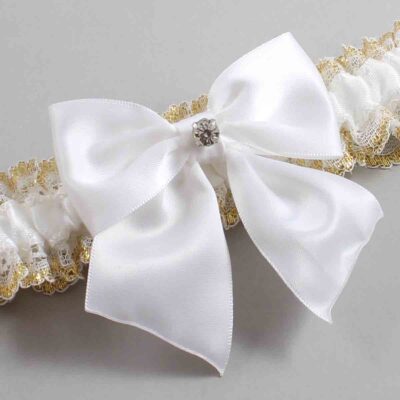 White and Gold Metallic Lace Wedding Garter / White and Gold Wedding Garters / Wedding Garter / Custom Wedding Garter / Bridal Garter / Prom Garter / Linda Joyce Couture / Personalized Garter / Personalized Wedding Garter / Personalized Prom Garter
